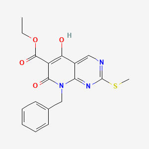 molecular formula C18H17N3O4S B596080 8-苄基-5-羟基-2-(甲硫基)-7-氧代-7,8-二氢吡啶并[2,3-d]嘧啶-6-羧酸乙酯 CAS No. 1253791-11-5