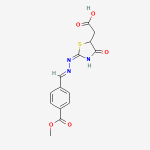 molecular formula C14H13N3O5S B5960832 (2-{[4-(methoxycarbonyl)benzylidene]hydrazono}-4-oxo-1,3-thiazolidin-5-yl)acetic acid 