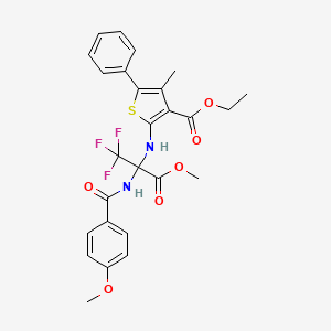 molecular formula C26H25F3N2O6S B5960836 ethyl 4-methyl-5-phenyl-2-{[2,2,2-trifluoro-1-[(4-methoxybenzoyl)amino]-1-(methoxycarbonyl)ethyl]amino}thiophene-3-carboxylate 