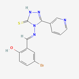 molecular formula C14H10BrN5OS B5960928 4-bromo-2-({[3-mercapto-5-(3-pyridinyl)-4H-1,2,4-triazol-4-yl]imino}methyl)phenol 