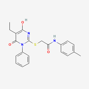 2-[(5-ethyl-4-hydroxy-6-oxo-1-phenyl-1,6-dihydro-2-pyrimidinyl)thio]-N-(4-methylphenyl)acetamide