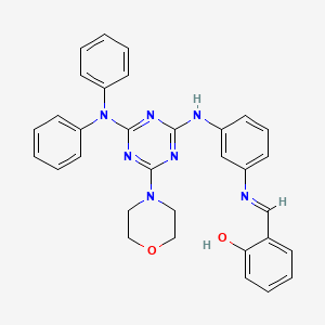 molecular formula C32H29N7O2 B5960981 2-{[(3-{[4-(diphenylamino)-6-(4-morpholinyl)-1,3,5-triazin-2-yl]amino}phenyl)imino]methyl}phenol 