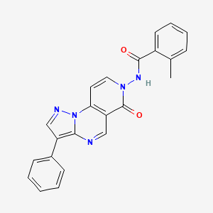 2-methyl-N-(6-oxo-3-phenylpyrazolo[1,5-a]pyrido[3,4-e]pyrimidin-7(6H)-yl)benzamide