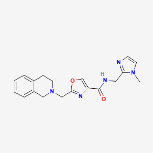 molecular formula C19H21N5O2 B5961015 2-(3,4-dihydro-2(1H)-isoquinolinylmethyl)-N-[(1-methyl-1H-imidazol-2-yl)methyl]-1,3-oxazole-4-carboxamide 