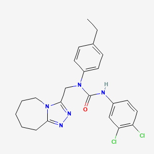 molecular formula C23H25Cl2N5O B5961042 N'-(3,4-dichlorophenyl)-N-(4-ethylphenyl)-N-(6,7,8,9-tetrahydro-5H-[1,2,4]triazolo[4,3-a]azepin-3-ylmethyl)urea 