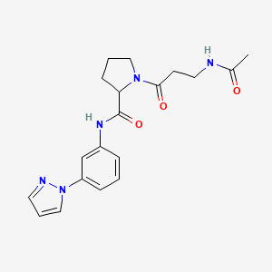 molecular formula C19H23N5O3 B5961082 N-acetyl-beta-alanyl-N-[3-(1H-pyrazol-1-yl)phenyl]prolinamide 