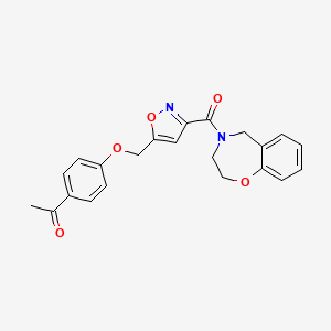 molecular formula C22H20N2O5 B5961096 1-(4-{[3-(2,3-dihydro-1,4-benzoxazepin-4(5H)-ylcarbonyl)-5-isoxazolyl]methoxy}phenyl)ethanone 