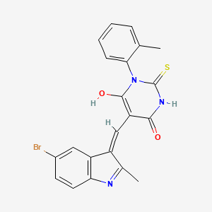 molecular formula C21H16BrN3O2S B5961102 5-[(5-bromo-2-methyl-1H-indol-3-yl)methylene]-1-(2-methylphenyl)-2-thioxodihydro-4,6(1H,5H)-pyrimidinedione 