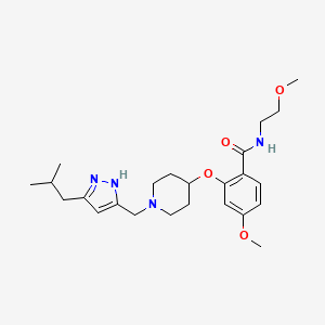 molecular formula C24H36N4O4 B5961137 2-({1-[(5-isobutyl-1H-pyrazol-3-yl)methyl]-4-piperidinyl}oxy)-4-methoxy-N-(2-methoxyethyl)benzamide 