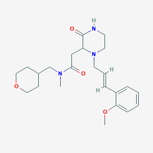 2-[1-[(E)-3-(2-methoxyphenyl)prop-2-enyl]-3-oxopiperazin-2-yl]-N-methyl-N-(oxan-4-ylmethyl)acetamide