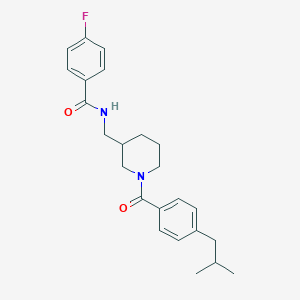 molecular formula C24H29FN2O2 B5961291 4-fluoro-N-{[1-(4-isobutylbenzoyl)-3-piperidinyl]methyl}benzamide 