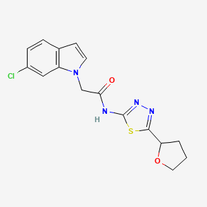 2-(6-chloro-1H-indol-1-yl)-N-[(2E)-5-(tetrahydrofuran-2-yl)-1,3,4-thiadiazol-2(3H)-ylidene]acetamide