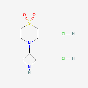 molecular formula C7H16Cl2N2O2S B596142 4-(Azetidin-3-yl)thiomorpholine 1,1-dioxide dihydrochloride CAS No. 178312-02-2