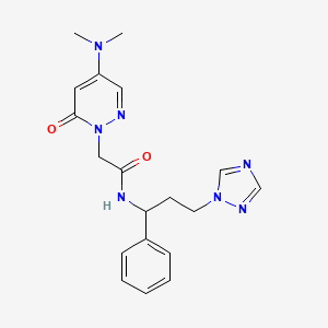 molecular formula C19H23N7O2 B5961442 2-[4-(dimethylamino)-6-oxo-1(6H)-pyridazinyl]-N-[1-phenyl-3-(1H-1,2,4-triazol-1-yl)propyl]acetamide 