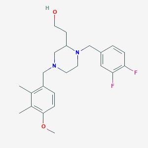 molecular formula C23H30F2N2O2 B5961452 2-[1-(3,4-difluorobenzyl)-4-(4-methoxy-2,3-dimethylbenzyl)-2-piperazinyl]ethanol 