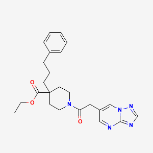 molecular formula C24H29N5O3 B5961509 ethyl 4-(3-phenylpropyl)-1-([1,2,4]triazolo[1,5-a]pyrimidin-6-ylacetyl)-4-piperidinecarboxylate 