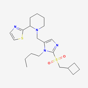 molecular formula C21H32N4O2S2 B5961518 1-({1-butyl-2-[(cyclobutylmethyl)sulfonyl]-1H-imidazol-5-yl}methyl)-2-(1,3-thiazol-2-yl)piperidine 