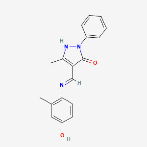 4-[(4-hydroxy-2-methylphenyl)iminomethyl]-5-methyl-2-phenyl-1H-pyrazol-3-one