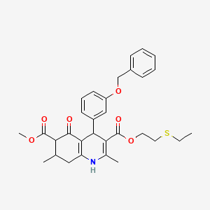 3-[2-(Ethylsulfanyl)ethyl] 6-methyl 4-[3-(benzyloxy)phenyl]-2,7-dimethyl-5-oxo-1,4,5,6,7,8-hexahydroquinoline-3,6-dicarboxylate