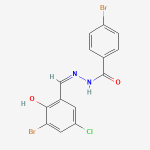 4-bromo-N-[(Z)-(3-bromo-5-chloro-2-hydroxyphenyl)methylideneamino]benzamide