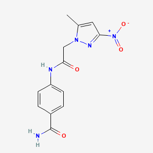 4-{[2-(5-methyl-3-nitro-1H-pyrazol-1-yl)acetyl]amino}benzamide