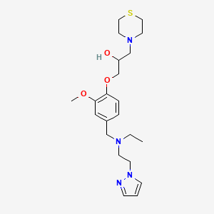 1-[4-[[Ethyl(2-pyrazol-1-ylethyl)amino]methyl]-2-methoxyphenoxy]-3-thiomorpholin-4-ylpropan-2-ol