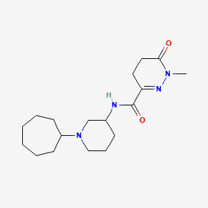 molecular formula C18H30N4O2 B5961689 N-(1-cycloheptyl-3-piperidinyl)-1-methyl-6-oxo-1,4,5,6-tetrahydro-3-pyridazinecarboxamide 