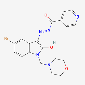 molecular formula C19H18BrN5O3 B5961713 N'-[5-bromo-1-(4-morpholinylmethyl)-2-oxo-1,2-dihydro-3H-indol-3-ylidene]isonicotinohydrazide 