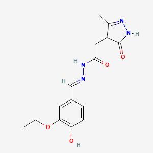 N'-(3-ethoxy-4-hydroxybenzylidene)-2-(3-methyl-5-oxo-4,5-dihydro-1H-pyrazol-4-yl)acetohydrazide