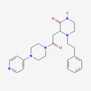 molecular formula C23H29N5O2 B5961772 3-{2-oxo-2-[4-(4-pyridinyl)-1-piperazinyl]ethyl}-4-(2-phenylethyl)-2-piperazinone 