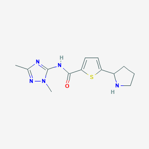 molecular formula C13H17N5OS B5961775 N-(1,3-dimethyl-1H-1,2,4-triazol-5-yl)-5-(2-pyrrolidinyl)-2-thiophenecarboxamide trifluoroacetate 