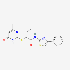 2-[(4-methyl-6-oxo-1,6-dihydro-2-pyrimidinyl)thio]-N-(4-phenyl-1,3-thiazol-2-yl)butanamide