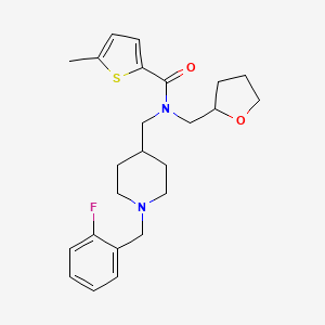 molecular formula C24H31FN2O2S B5961848 N-{[1-(2-fluorobenzyl)-4-piperidinyl]methyl}-5-methyl-N-(tetrahydro-2-furanylmethyl)-2-thiophenecarboxamide 