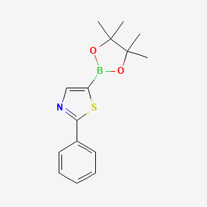 molecular formula C15H18BNO2S B596185 2-苯基-5-(4,4,5,5-四甲基-1,3,2-二氧杂硼环丁烷-2-基)噻唑 CAS No. 1225053-32-6