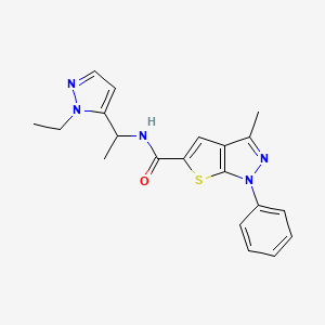 molecular formula C20H21N5OS B5961861 N-[1-(1-ethyl-1H-pyrazol-5-yl)ethyl]-3-methyl-1-phenyl-1H-thieno[2,3-c]pyrazole-5-carboxamide 