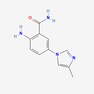 molecular formula C11H12N4O B596193 2-amino-5-(4-methyl-1H-imidazol-1-yl)benzamide CAS No. 1206679-06-2