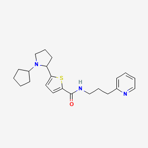 molecular formula C22H29N3OS B5961937 5-(1-cyclopentyl-2-pyrrolidinyl)-N-[3-(2-pyridinyl)propyl]-2-thiophenecarboxamide 