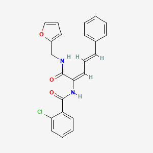 molecular formula C23H19ClN2O3 B5961945 2-chloro-N-(1-{[(2-furylmethyl)amino]carbonyl}-4-phenyl-1,3-butadien-1-yl)benzamide 