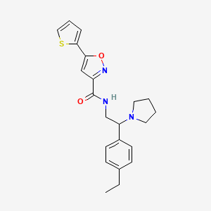 molecular formula C22H25N3O2S B5961958 N-[2-(4-ethylphenyl)-2-(1-pyrrolidinyl)ethyl]-5-(2-thienyl)-3-isoxazolecarboxamide 