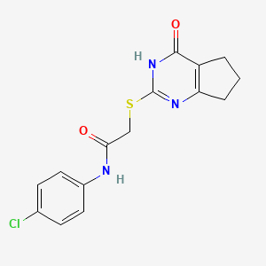 molecular formula C15H14ClN3O2S B5961960 N-(4-chlorophenyl)-2-[(4-oxo-4,5,6,7-tetrahydro-3H-cyclopenta[d]pyrimidin-2-yl)thio]acetamide 