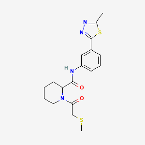 molecular formula C18H22N4O2S2 B5962029 N-[3-(5-methyl-1,3,4-thiadiazol-2-yl)phenyl]-1-[(methylthio)acetyl]-2-piperidinecarboxamide 