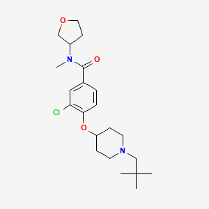 molecular formula C22H33ClN2O3 B5962067 3-chloro-4-{[1-(2,2-dimethylpropyl)-4-piperidinyl]oxy}-N-methyl-N-(tetrahydro-3-furanyl)benzamide 