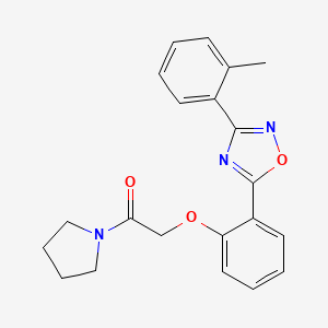 molecular formula C21H21N3O3 B5962085 3-(2-methylphenyl)-5-{2-[2-oxo-2-(1-pyrrolidinyl)ethoxy]phenyl}-1,2,4-oxadiazole 