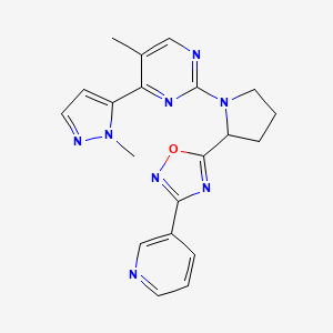 molecular formula C20H20N8O B5962218 5-[1-[5-Methyl-4-(2-methylpyrazol-3-yl)pyrimidin-2-yl]pyrrolidin-2-yl]-3-pyridin-3-yl-1,2,4-oxadiazole 