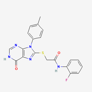 molecular formula C20H16FN5O2S B5962221 N-(2-fluorophenyl)-2-{[9-(4-methylphenyl)-6-oxo-6,9-dihydro-1H-purin-8-yl]sulfanyl}acetamide 