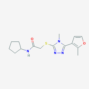 molecular formula C15H20N4O2S B5962272 N-cyclopentyl-2-{[4-methyl-5-(2-methyl-3-furyl)-4H-1,2,4-triazol-3-yl]thio}acetamide 