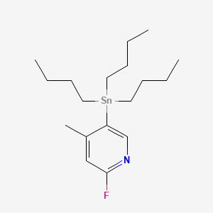 molecular formula C18H32FNSn B596233 2-Fluoro-4-methyl-5-(tributylstannyl)pyridine CAS No. 1245816-06-1