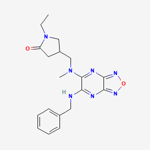 molecular formula C19H23N7O2 B5962424 4-{[[6-(benzylamino)[1,2,5]oxadiazolo[3,4-b]pyrazin-5-yl](methyl)amino]methyl}-1-ethyl-2-pyrrolidinone 