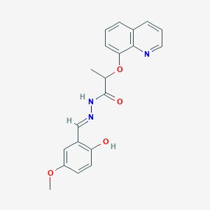 molecular formula C20H19N3O4 B5962432 N'-(2-hydroxy-5-methoxybenzylidene)-2-(8-quinolinyloxy)propanohydrazide 