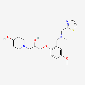 1-[2-hydroxy-3-(4-methoxy-2-{[methyl(1,3-thiazol-2-ylmethyl)amino]methyl}phenoxy)propyl]-4-piperidinol